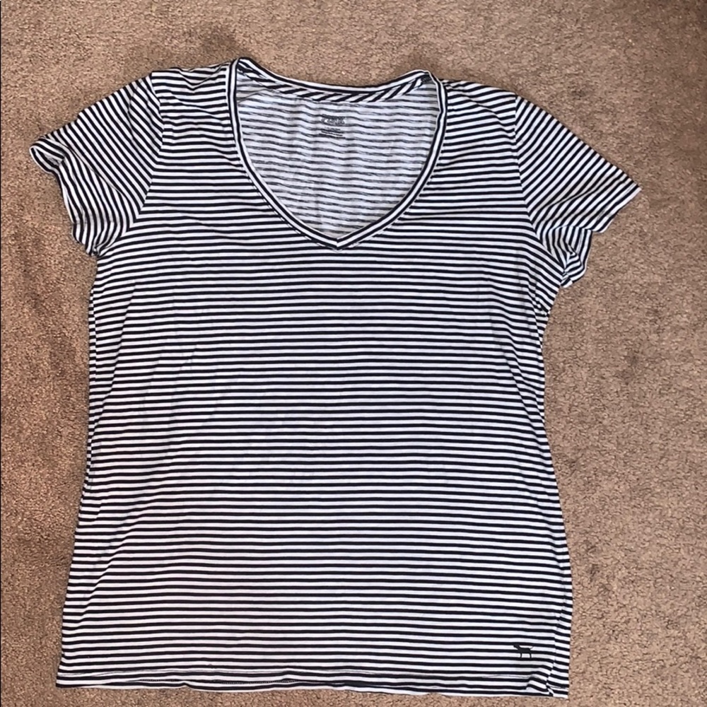 PINK everyday black and white striped tee.